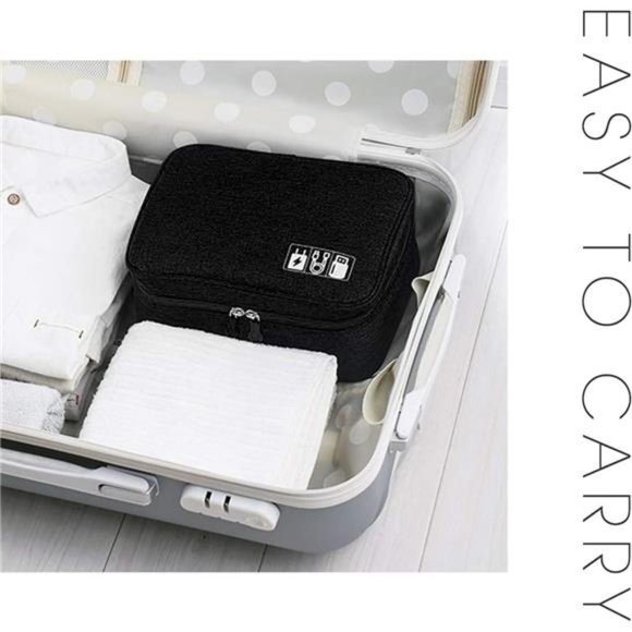 Electronics Organizer, Electronic Accessories Bag (Two-Layer-Black) - Picture 5 of 6